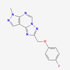 molecular formula C14H11FN6O B4364104 2-[(4-fluorophenoxy)methyl]-7-methyl-7H-pyrazolo[4,3-e][1,2,4]triazolo[1,5-c]pyrimidine 