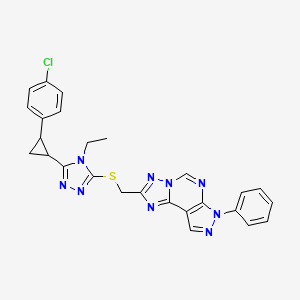 2-[({5-[2-(4-chlorophenyl)cyclopropyl]-4-ethyl-4H-1,2,4-triazol-3-yl}sulfanyl)methyl]-7-phenyl-7H-pyrazolo[4,3-e][1,2,4]triazolo[1,5-c]pyrimidine