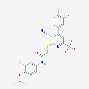 N-[3-CHLORO-4-(DIFLUOROMETHOXY)PHENYL]-2-{[3-CYANO-4-(3,4-DIMETHYLPHENYL)-6-(TRIFLUOROMETHYL)-2-PYRIDYL]SULFANYL}ACETAMIDE