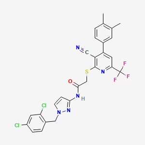 2-{[3-cyano-4-(3,4-dimethylphenyl)-6-(trifluoromethyl)-2-pyridinyl]thio}-N-[1-(2,4-dichlorobenzyl)-1H-pyrazol-3-yl]acetamide