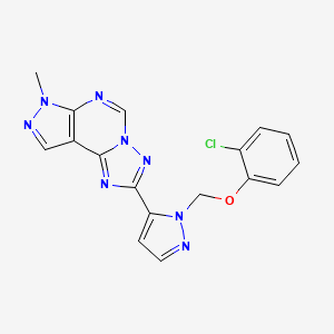 molecular formula C17H13ClN8O B4364220 2-{1-[(2-chlorophenoxy)methyl]-1H-pyrazol-5-yl}-7-methyl-7H-pyrazolo[4,3-e][1,2,4]triazolo[1,5-c]pyrimidine 