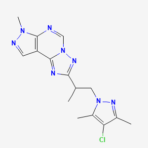 molecular formula C15H17ClN8 B4364228 2-[2-(4-chloro-3,5-dimethyl-1H-pyrazol-1-yl)-1-methylethyl]-7-methyl-7H-pyrazolo[4,3-e][1,2,4]triazolo[1,5-c]pyrimidine 