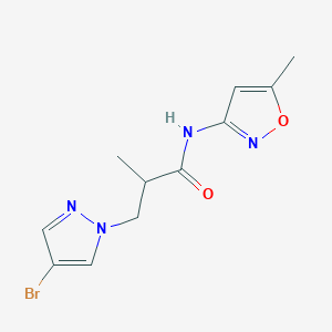 molecular formula C11H13BrN4O2 B4364272 3-(4-bromo-1H-pyrazol-1-yl)-2-methyl-N-(5-methyl-3-isoxazolyl)propanamide 