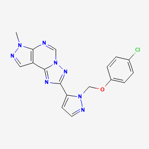 molecular formula C17H13ClN8O B4364323 2-{1-[(4-chlorophenoxy)methyl]-1H-pyrazol-5-yl}-7-methyl-7H-pyrazolo[4,3-e][1,2,4]triazolo[1,5-c]pyrimidine 