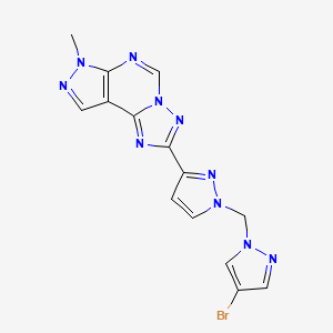 molecular formula C14H11BrN10 B4364382 2-{1-[(4-bromo-1H-pyrazol-1-yl)methyl]-1H-pyrazol-3-yl}-7-methyl-7H-pyrazolo[4,3-e][1,2,4]triazolo[1,5-c]pyrimidine 