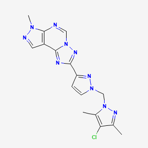 2-{1-[(4-chloro-3,5-dimethyl-1H-pyrazol-1-yl)methyl]-1H-pyrazol-3-yl}-7-methyl-7H-pyrazolo[4,3-e][1,2,4]triazolo[1,5-c]pyrimidine