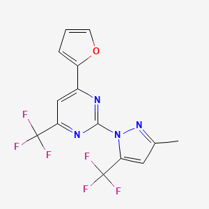 molecular formula C14H8F6N4O B4364393 4-(2-furyl)-2-[3-methyl-5-(trifluoromethyl)-1H-pyrazol-1-yl]-6-(trifluoromethyl)pyrimidine 