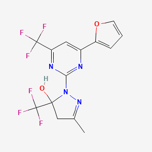 1-[4-(2-furyl)-6-(trifluoromethyl)-2-pyrimidinyl]-3-methyl-5-(trifluoromethyl)-4,5-dihydro-1H-pyrazol-5-ol