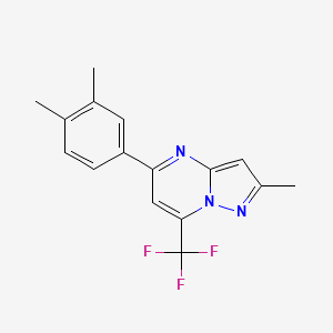 molecular formula C16H14F3N3 B4364514 5-(3,4-dimethylphenyl)-2-methyl-7-(trifluoromethyl)pyrazolo[1,5-a]pyrimidine 