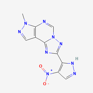 molecular formula C10H7N9O2 B4364529 7-methyl-2-(4-nitro-1H-pyrazol-3-yl)-7H-pyrazolo[4,3-e][1,2,4]triazolo[1,5-c]pyrimidine 