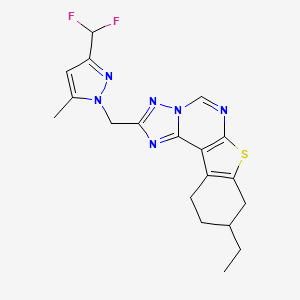 molecular formula C19H20F2N6S B4364556 2-{[3-(difluoromethyl)-5-methyl-1H-pyrazol-1-yl]methyl}-9-ethyl-8,9,10,11-tetrahydro[1]benzothieno[3,2-e][1,2,4]triazolo[1,5-c]pyrimidine 