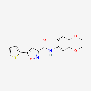 molecular formula C16H12N2O4S B4364568 N-(2,3-dihydro-1,4-benzodioxin-6-yl)-5-(2-thienyl)-3-isoxazolecarboxamide 