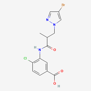 molecular formula C14H13BrClN3O3 B4364579 3-{[3-(4-bromo-1H-pyrazol-1-yl)-2-methylpropanoyl]amino}-4-chlorobenzoic acid 