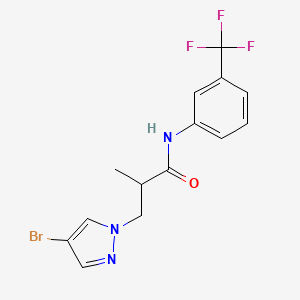 molecular formula C14H13BrF3N3O B4364581 3-(4-bromo-1H-pyrazol-1-yl)-2-methyl-N-[3-(trifluoromethyl)phenyl]propanamide 
