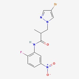 molecular formula C13H12BrFN4O3 B4364582 3-(4-bromo-1H-pyrazol-1-yl)-N-(2-fluoro-5-nitrophenyl)-2-methylpropanamide 
