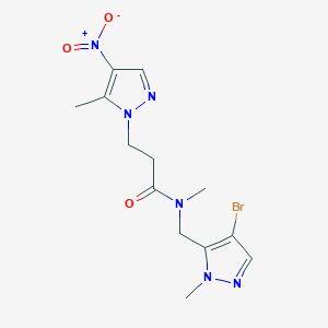molecular formula C13H17BrN6O3 B4364586 N-[(4-bromo-1-methyl-1H-pyrazol-5-yl)methyl]-N-methyl-3-(5-methyl-4-nitro-1H-pyrazol-1-yl)propanamide 