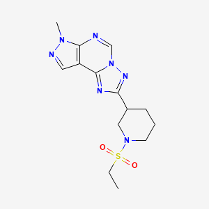 molecular formula C14H19N7O2S B4364613 2-[1-(ethylsulfonyl)-3-piperidinyl]-7-methyl-7H-pyrazolo[4,3-e][1,2,4]triazolo[1,5-c]pyrimidine 