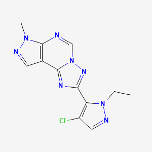 molecular formula C12H11ClN8 B4364617 2-(4-chloro-1-ethyl-1H-pyrazol-5-yl)-7-methyl-7H-pyrazolo[4,3-e][1,2,4]triazolo[1,5-c]pyrimidine 