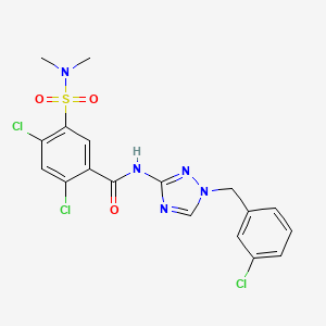 molecular formula C18H16Cl3N5O3S B4364640 2,4-dichloro-N-[1-(3-chlorobenzyl)-1H-1,2,4-triazol-3-yl]-5-[(dimethylamino)sulfonyl]benzamide 