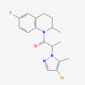 molecular formula C17H19BrFN3O B4364648 1-[2-(4-bromo-5-methyl-1H-pyrazol-1-yl)propanoyl]-6-fluoro-2-methyl-1,2,3,4-tetrahydroquinoline 