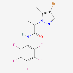 molecular formula C13H9BrF5N3O B4364655 2-(4-bromo-5-methyl-1H-pyrazol-1-yl)-N-(pentafluorophenyl)propanamide 