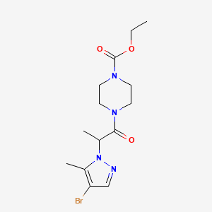 ethyl 4-[2-(4-bromo-5-methyl-1H-pyrazol-1-yl)propanoyl]-1-piperazinecarboxylate