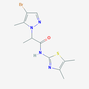 molecular formula C12H15BrN4OS B4364675 2-(4-bromo-5-methyl-1H-pyrazol-1-yl)-N-(4,5-dimethyl-1,3-thiazol-2-yl)propanamide 