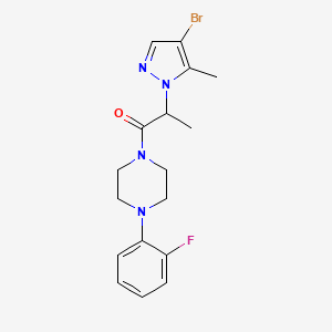 molecular formula C17H20BrFN4O B4364678 1-[2-(4-bromo-5-methyl-1H-pyrazol-1-yl)propanoyl]-4-(2-fluorophenyl)piperazine 