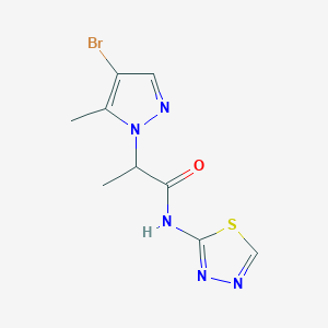molecular formula C9H10BrN5OS B4364688 2-(4-bromo-5-methyl-1H-pyrazol-1-yl)-N-1,3,4-thiadiazol-2-ylpropanamide 