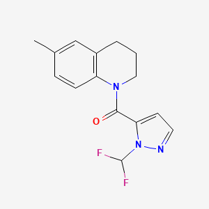 molecular formula C15H15F2N3O B4364706 1-{[1-(difluoromethyl)-1H-pyrazol-5-yl]carbonyl}-6-methyl-1,2,3,4-tetrahydroquinoline 