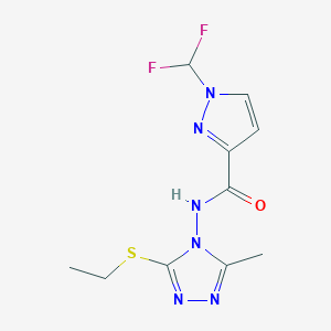 molecular formula C10H12F2N6OS B4364719 1-(difluoromethyl)-N-[3-(ethylthio)-5-methyl-4H-1,2,4-triazol-4-yl]-1H-pyrazole-3-carboxamide CAS No. 1005697-98-2