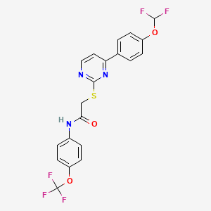 molecular formula C20H14F5N3O3S B4364726 2-({4-[4-(difluoromethoxy)phenyl]-2-pyrimidinyl}thio)-N-[4-(trifluoromethoxy)phenyl]acetamide 