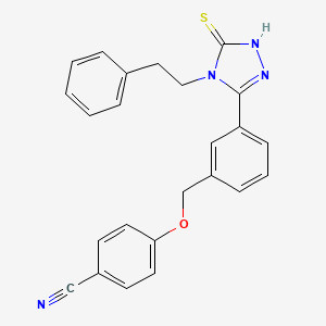 4-({3-[5-mercapto-4-(2-phenylethyl)-4H-1,2,4-triazol-3-yl]benzyl}oxy)benzonitrile
