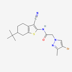 molecular formula C19H23BrN4OS B4364817 2-(4-bromo-3-methyl-1H-pyrazol-1-yl)-N-(6-tert-butyl-3-cyano-4,5,6,7-tetrahydro-1-benzothien-2-yl)acetamide 