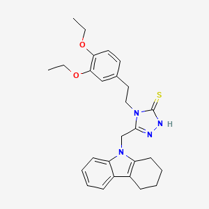 molecular formula C27H32N4O2S B4364888 4-[2-(3,4-diethoxyphenyl)ethyl]-5-(1,2,3,4-tetrahydro-9H-carbazol-9-ylmethyl)-4H-1,2,4-triazole-3-thiol 