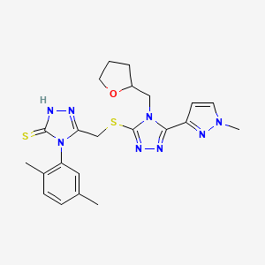 4-(2,5-dimethylphenyl)-5-({[5-(1-methyl-1H-pyrazol-3-yl)-4-(tetrahydro-2-furanylmethyl)-4H-1,2,4-triazol-3-yl]thio}methyl)-4H-1,2,4-triazole-3-thiol
