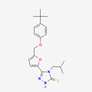 molecular formula C21H27N3O2S B4364949 5-{5-[(4-tert-butylphenoxy)methyl]-2-furyl}-4-isobutyl-4H-1,2,4-triazole-3-thiol 
