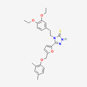 molecular formula C27H31N3O4S B4365005 4-[2-(3,4-diethoxyphenyl)ethyl]-5-{5-[(2,4-dimethylphenoxy)methyl]-2-furyl}-4H-1,2,4-triazole-3-thiol 