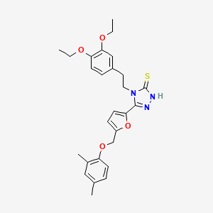 4-[2-(3,4-diethoxyphenyl)ethyl]-5-{5-[(2,4-dimethylphenoxy)methyl]-2-furyl}-4H-1,2,4-triazole-3-thiol