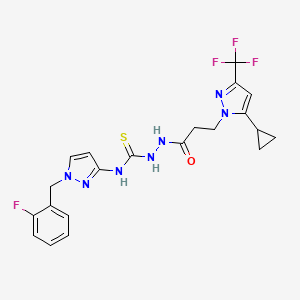 2-{3-[5-cyclopropyl-3-(trifluoromethyl)-1H-pyrazol-1-yl]propanoyl}-N-[1-(2-fluorobenzyl)-1H-pyrazol-3-yl]hydrazinecarbothioamide