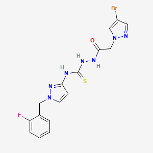 molecular formula C16H15BrFN7OS B4365054 2-[(4-bromo-1H-pyrazol-1-yl)acetyl]-N-[1-(2-fluorobenzyl)-1H-pyrazol-3-yl]hydrazinecarbothioamide 