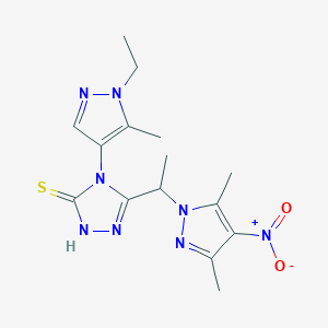 5-[1-(3,5-dimethyl-4-nitro-1H-pyrazol-1-yl)ethyl]-4-(1-ethyl-5-methyl-1H-pyrazol-4-yl)-4H-1,2,4-triazole-3-thiol