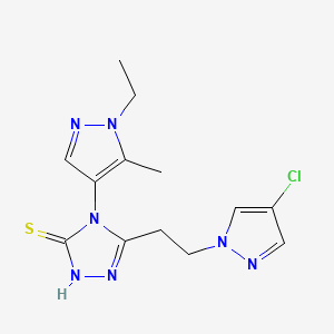 molecular formula C13H16ClN7S B4365088 5-[2-(4-chloro-1H-pyrazol-1-yl)ethyl]-4-(1-ethyl-5-methyl-1H-pyrazol-4-yl)-4H-1,2,4-triazole-3-thiol 