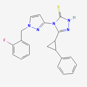 4-[1-(2-fluorobenzyl)-1H-pyrazol-3-yl]-5-(2-phenylcyclopropyl)-4H-1,2,4-triazole-3-thiol