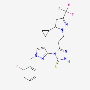 5-{2-[5-cyclopropyl-3-(trifluoromethyl)-1H-pyrazol-1-yl]ethyl}-4-[1-(2-fluorobenzyl)-1H-pyrazol-3-yl]-4H-1,2,4-triazole-3-thiol