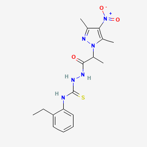 2-[2-(3,5-dimethyl-4-nitro-1H-pyrazol-1-yl)propanoyl]-N-(2-ethylphenyl)hydrazinecarbothioamide