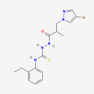 molecular formula C16H20BrN5OS B4365132 2-[3-(4-bromo-1H-pyrazol-1-yl)-2-methylpropanoyl]-N-(2-ethylphenyl)hydrazinecarbothioamide 