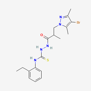 molecular formula C18H24BrN5OS B4365142 2-[3-(4-bromo-3,5-dimethyl-1H-pyrazol-1-yl)-2-methylpropanoyl]-N-(2-ethylphenyl)hydrazinecarbothioamide 