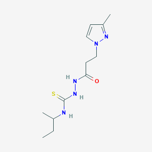 molecular formula C12H21N5OS B4365152 N-(sec-butyl)-2-[3-(3-methyl-1H-pyrazol-1-yl)propanoyl]hydrazinecarbothioamide 