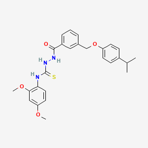 molecular formula C26H29N3O4S B4365163 N-(2,4-dimethoxyphenyl)-2-{3-[(4-isopropylphenoxy)methyl]benzoyl}hydrazinecarbothioamide 